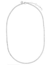 Platinum-Plated Crystal Tennis Necklace, , large
