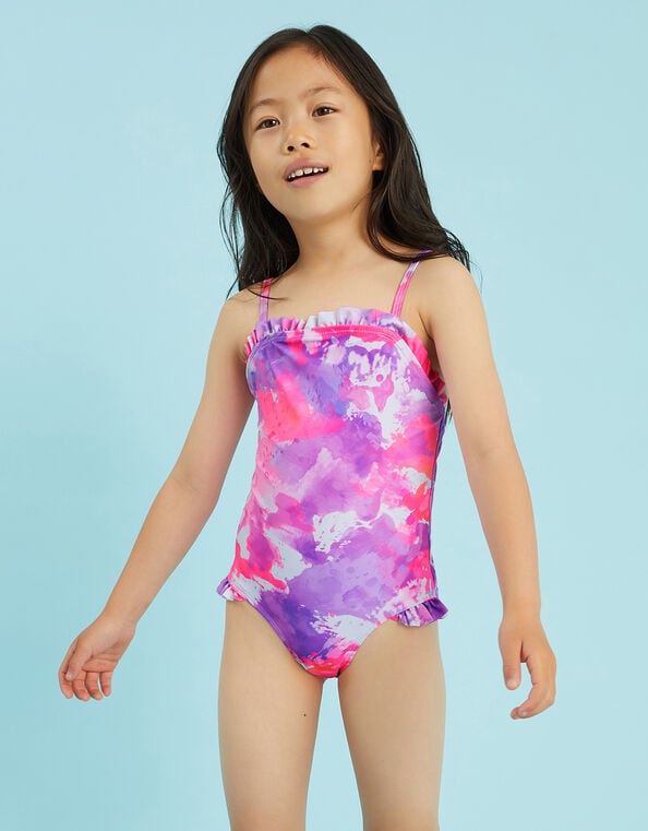Girls Ruffle Tie Dye Swimsuit, Multi (BRIGHTS MULTI), large
