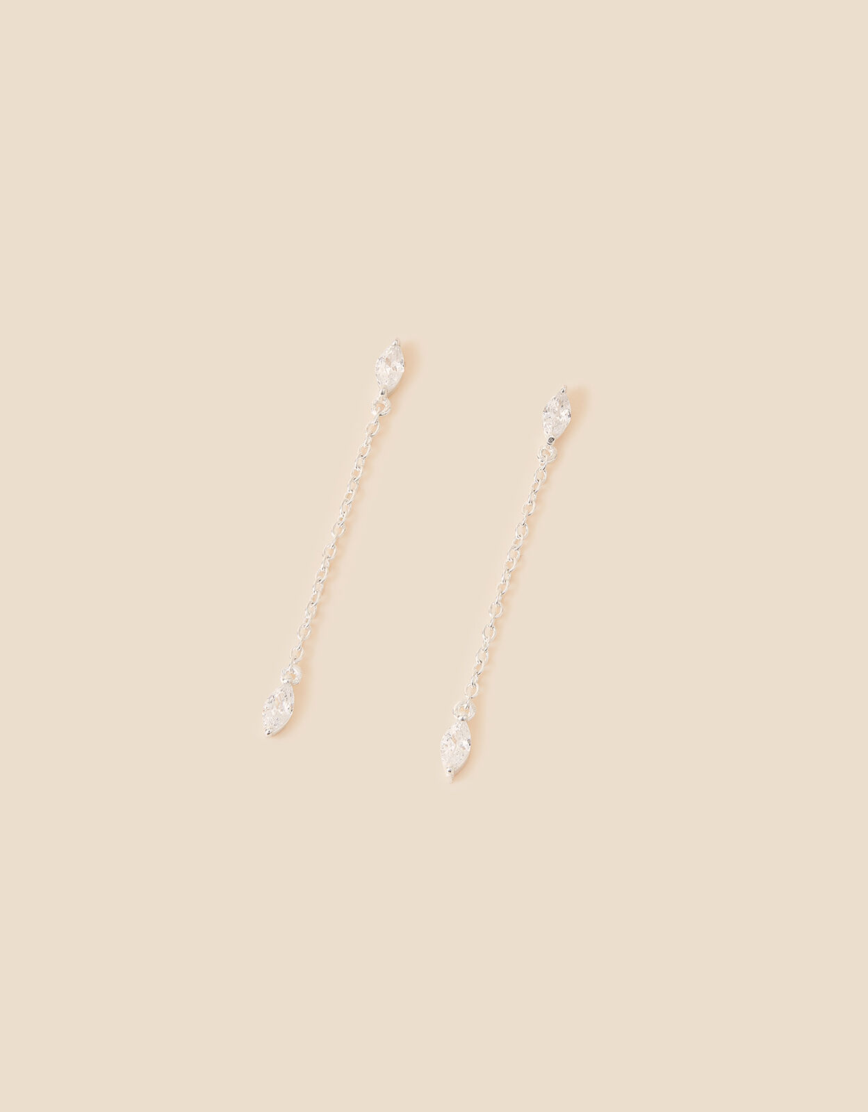 Sterling Silver Sparkle Chain Long Drop Earrings Sterling Silver Accessorize Global