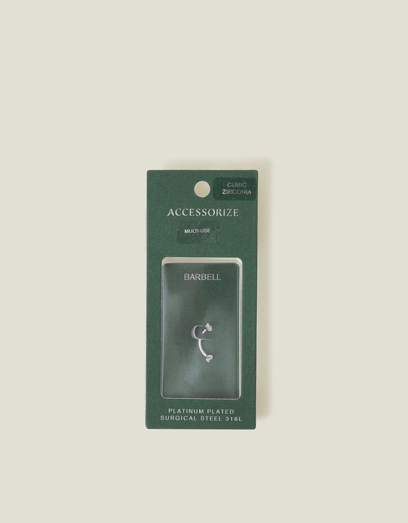 Platinum-Plated Surgical Steel Crystal Barbell, , large