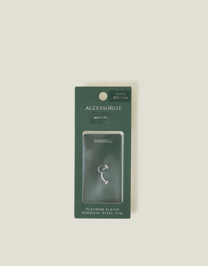 Platinum-Plated Surgical Steel Crystal Barbell, , large