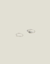 2-Pack Moon Crystal Rings, Silver (SILVER), large