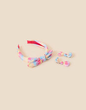Kids Check Headband and Hair Clip Set, , large