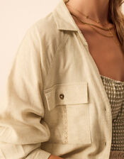 Lace Trim Beach Cover Up Shirt, Camel (BEIGE), large