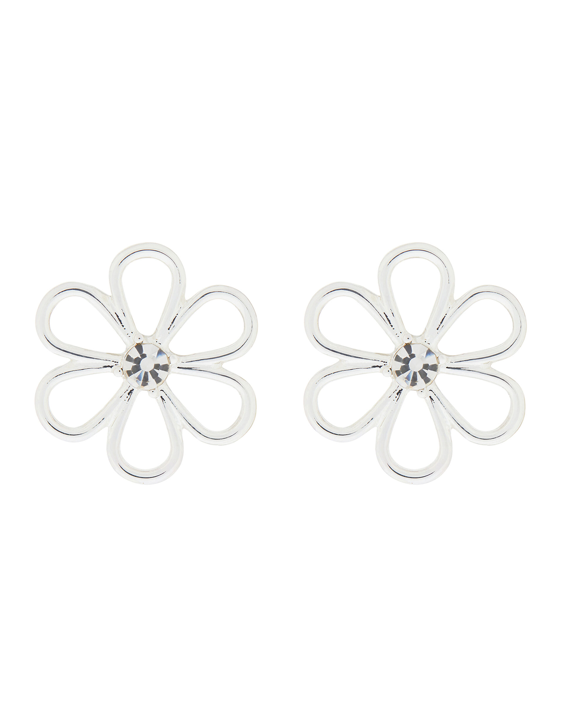 Wire Flower Stud Earrings, , large