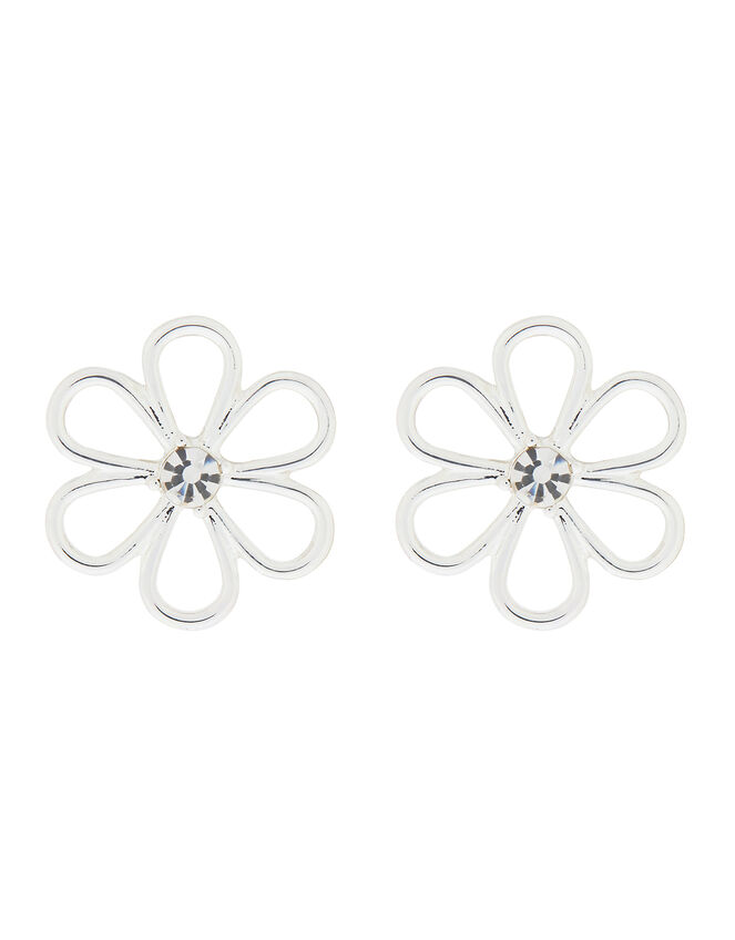 Wire Flower Stud Earrings, , large