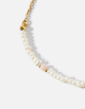 14ct Gold-Plated Pearl and Rose Quartz Slider Bracelet, , large