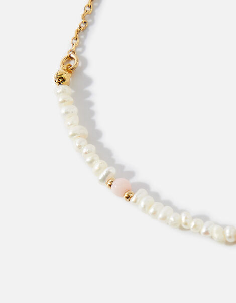 Gold-Plated Pearl and Rose Quartz Slider Bracelet, , large