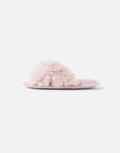 Girls Luxe Faux Fur Sliders, Pink (PINK), large