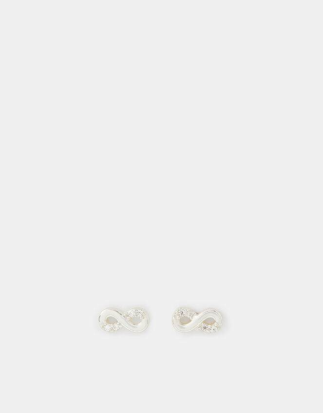 Sterling Silver Infinity Stud Earrings, , large