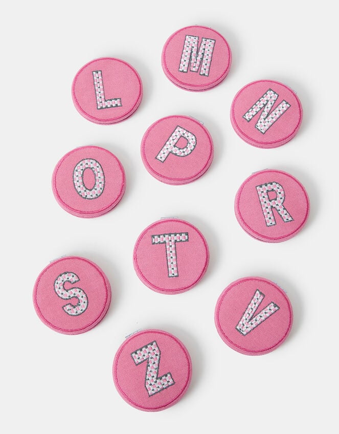 Initial Embroidered Compact Mirror, Pink (PINK), large