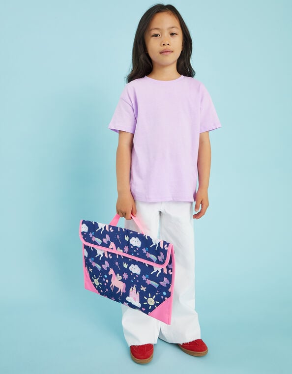 Girls Unicorn Print Book Bag, , large