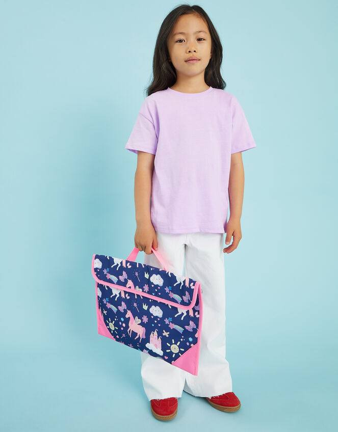 Girls Unicorn Print Book Bag, , large