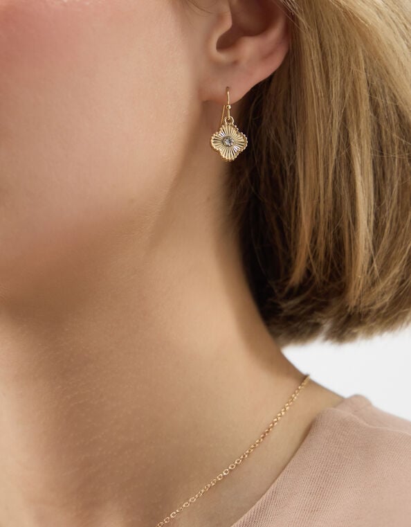 Diamant&eacute; Clover Drop Earrings, , large