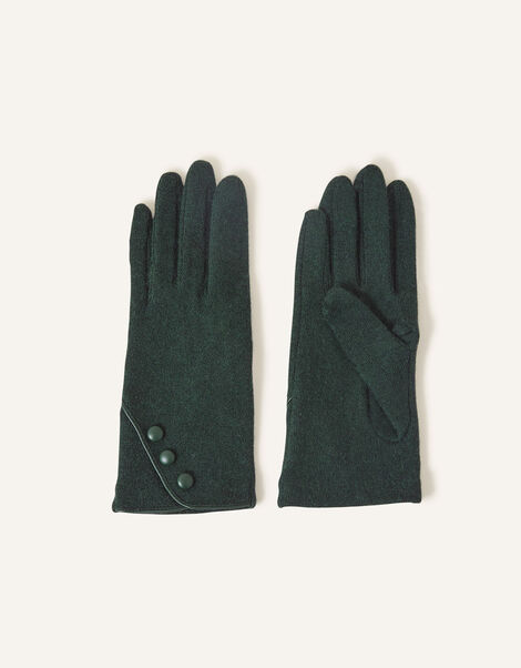 Touchscreen Button Gloves in Wool Blend, Green (GREEN), large