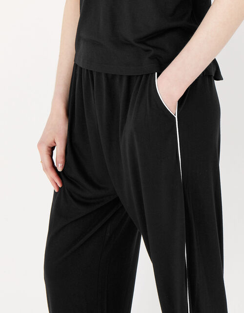 Vest Piping Pyjama Set, Black (BLACK), large