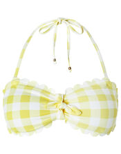Sasha Gingham Scalloped Bandeau Bikini Top, Yellow (YELLOW), large