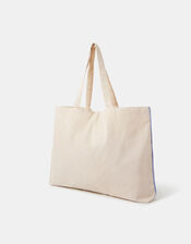 Initial Embroidered Tote Bag, Blue (BLUE), large