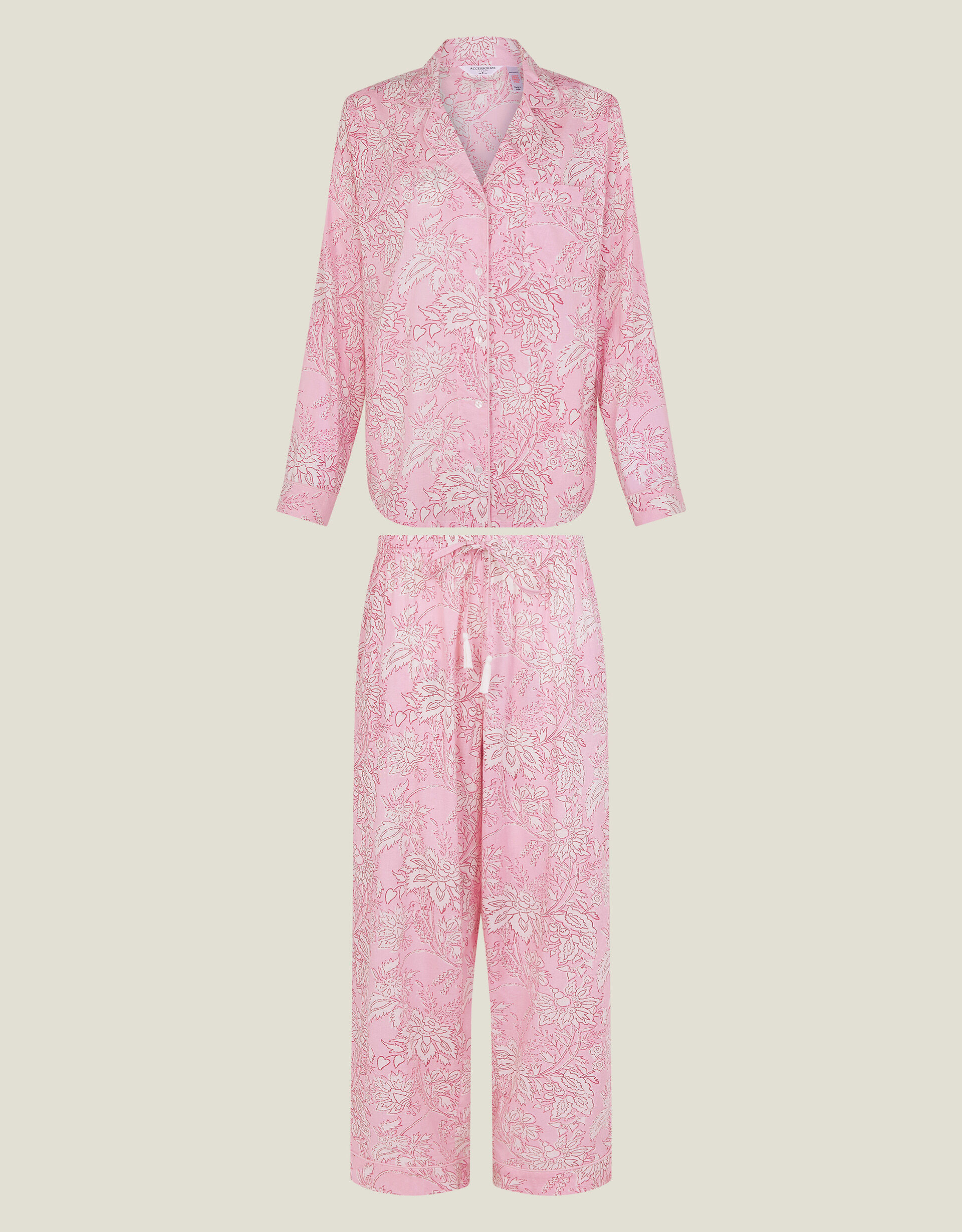 Floral Print Long Pyjamas Set Pink Lifestyle Accessorize Global