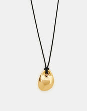 14ct Gold-Plated Pendant Leather Cord Necklace, , large