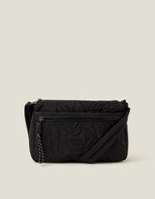 Floral Quilted Camera Bag, Black (BLACK), large
