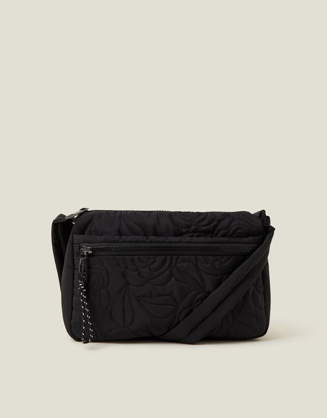 Floral Quilted Camera Bag, Black (BLACK), large