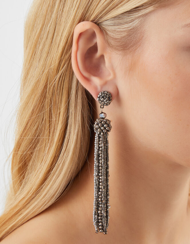 Bead Tassel Drop Earrings, , large