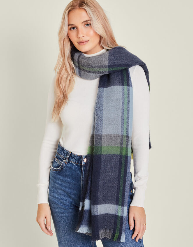 Woven Check Blanket Scarf, , large