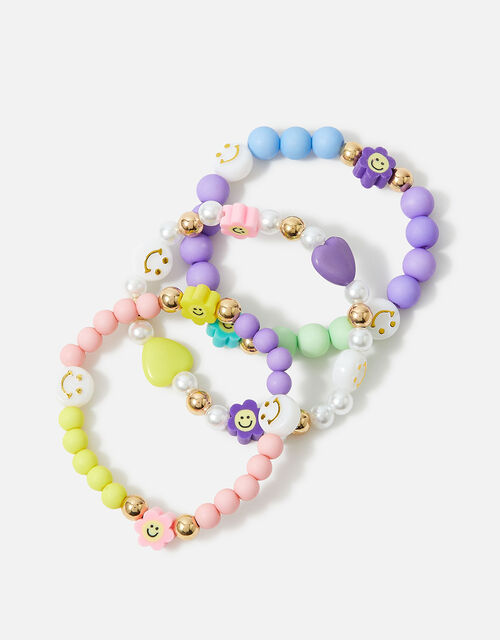 Girls Stretch Pack Beaded Emoji Bracelet Set, , large