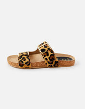 Leopard Print Buckle Sandals, Leopard (LEOPARD), large