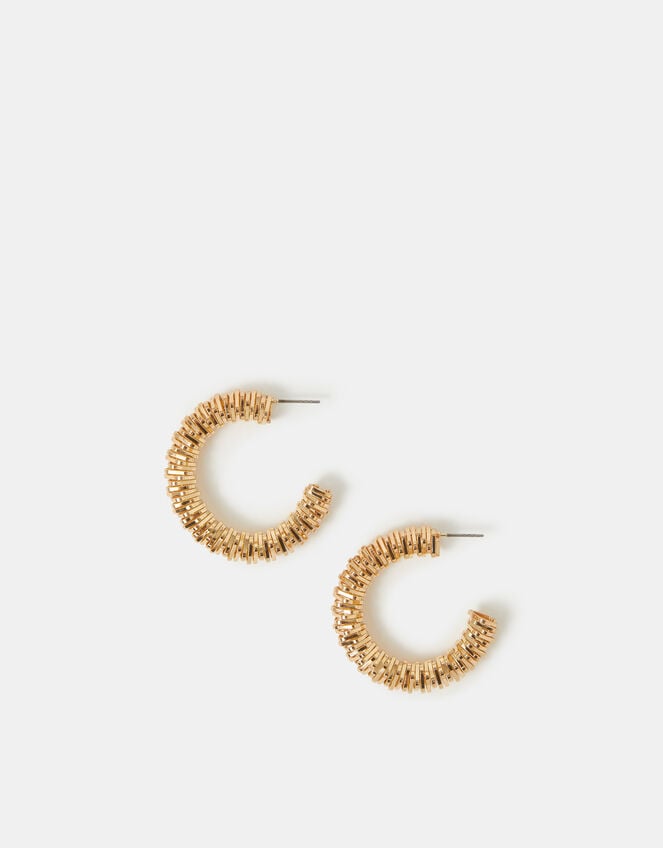 Large Textured Hoop Earrings, , large
