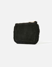 Shearling Leather Pouch, Black (BLACK), large