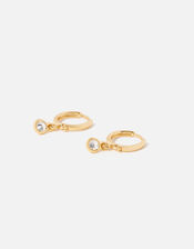 Gold-Plated Sparkle Drop Hoop Earrings, , large