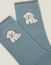 Fluffy Dog Print Sock, , large