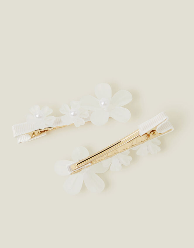 2-Pack Gem Flower Clips, Ivory (IVORY), large