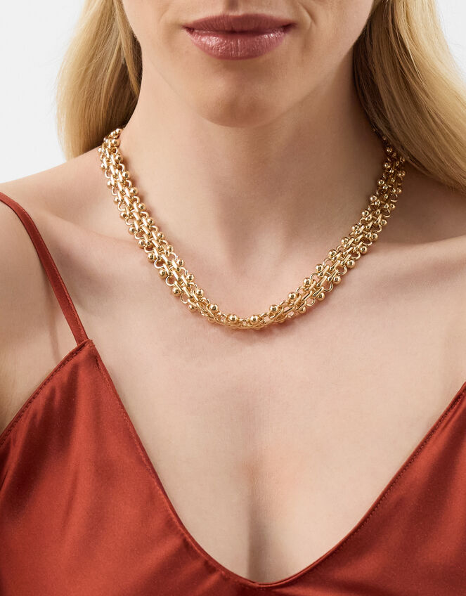 Double Box Bead Link Necklace, , large