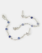 Sterling Silver-Plated Blue Quartz Chain Stud Earrings, , large