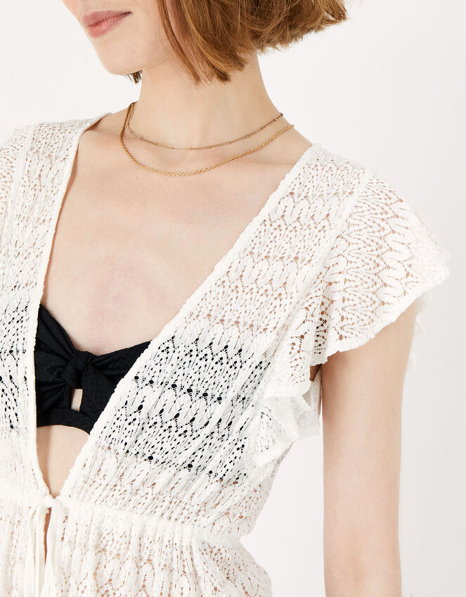 Frill Shoulder Lace Tabard, White (WHITE), large