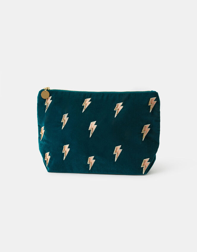 Lightning Bolt Embroidered Makeup Bag, , large