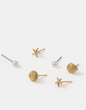 3-Pack Shell Stud Earrings, , large