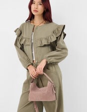Fold Top Suede Bag, , large
