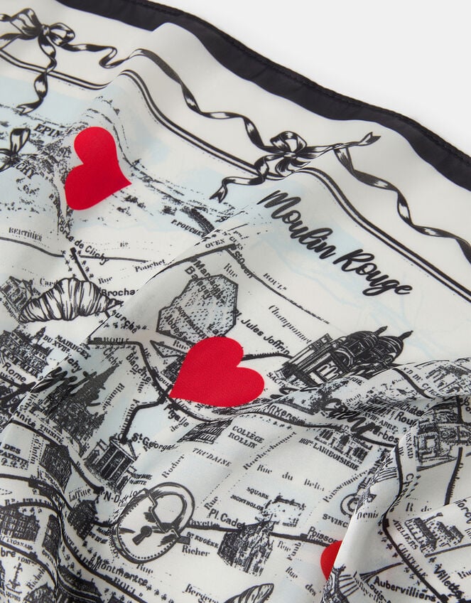 Paris Map Satin Scarf, , large