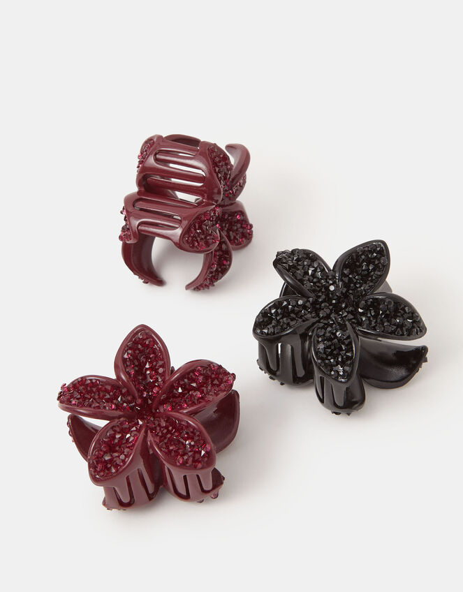 3-Pack Small Sparkle Tropical Flower Claw Clips, , large