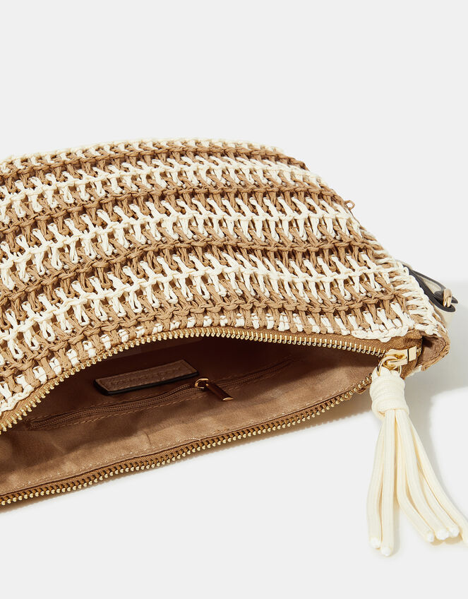 Two-Tone Woven Crossbody Bag, , large