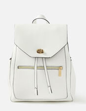Nikki Zip Backpack, White (WHITE), large