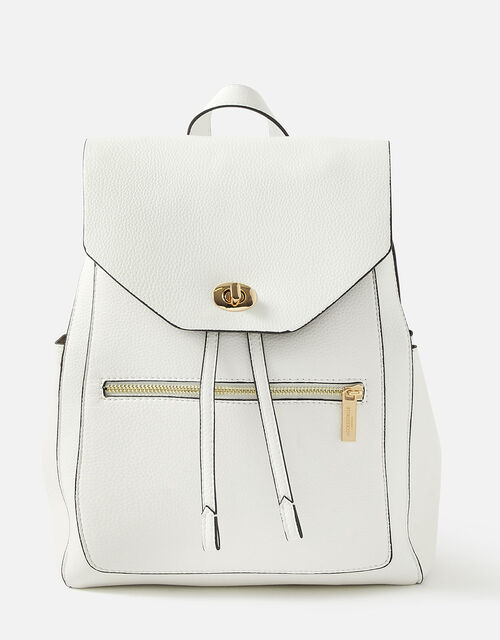 Nikki Zip Backpack, White (WHITE), large