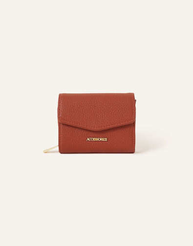 Small Flap Zip Around Purse, Orange (RUST), large