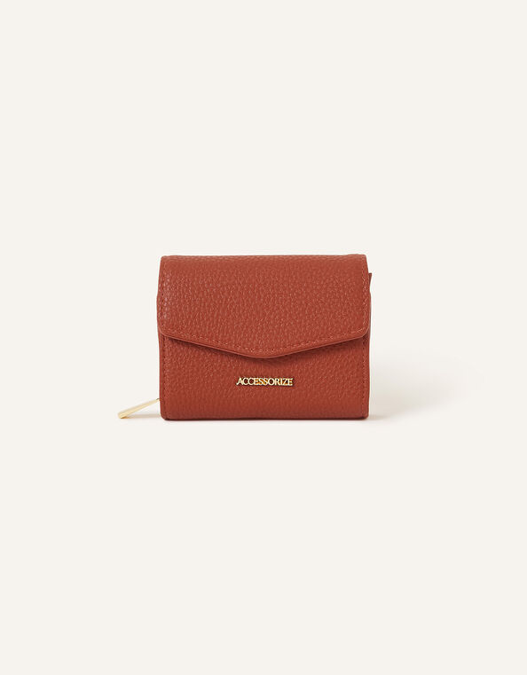 Small Flap Zip Around Purse, Orange (RUST), large