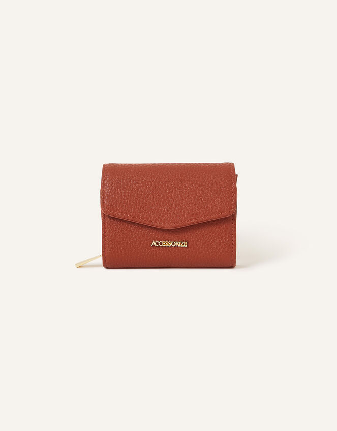 Small Flap Zip Around Purse, Orange (RUST), large