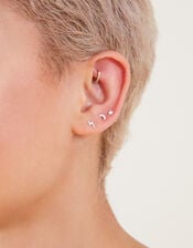 3-Pack Sterling Silver Celestial Stud Earrings, , large